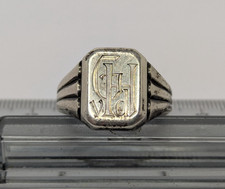 Herren Siegelring antik 900 Silber mit seltener Monogramm Gravur G v d H
