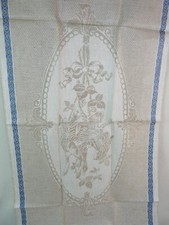 alt Leinen Motiv Küchen Handtuch Spruch Schrift Tischläufer 48x110 cm antik 1920