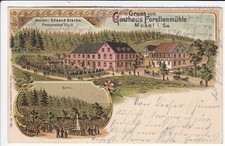 SACHSEN , LITHO GRUSS AUS MOSEL , GASTHAUS FORELLENMÜHLE , ZWICKAU , 1902