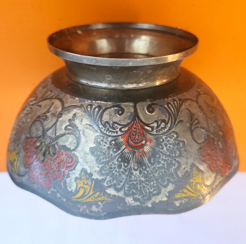 Metall dekoschale rund bemalt - dekoschale,