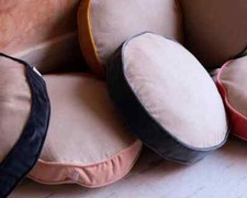 Leinen Runde Stuhlauflage mit Samtumrandung|Barhocker Kissen Rund|Korbsessel