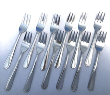 12  Kuchen Gabel ca. 14 cm Dessert Gabeln 3 Zargen New Design  Besteck Bistro