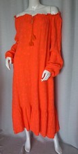 Hippie Maxikleid Maxi Volant Musselin Leo Indian Orange Pink 36,38,40,42,44 Neu