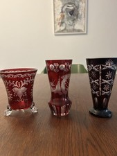 Böhmisch Glas Glasvasen Pokal Rubin Konvolut 