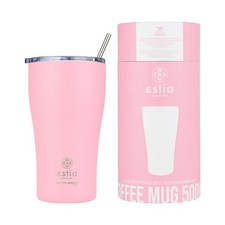 Thermobecher Kaffeebecher rosa Isolierbecher mit Deckel 500ml Thermotasse