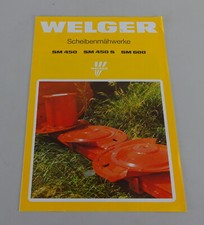 Prospekt / Broschüre Welger Scheibenmähwerk SM 450 / 450 S / 600 Stand 09/1990