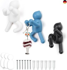 LERANXIN Self-Adhesive Hook Rack, Pack of 3 Funny Human Shapes Wall Hooks,