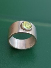 Handgefertigter 925 Silber Ring mit grünem Citrin - 7,1 Gramm - 15,9 mm/Gr. 50