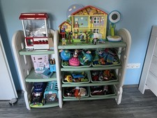 Kinder Spielzeugregal mit 6 Aufbewahrungsboxen und 4 Ablagen 112x35x92cm