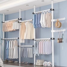 Teleskopstange Kleiderständer mit 10 Kleiderstangen Teleskop Kleiderschrank