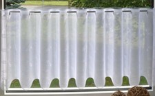 Scheibengardine weiß "Punta" Plauen Stickerei Gardine Panneaux Kaffeehausgardine