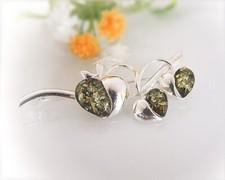 Brosche bernstein silber - brosche, 925