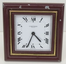 Reisewecker von Cartier Modell 7503 Bordeauxrot/Gold aus den 80er Jahre / Defekt