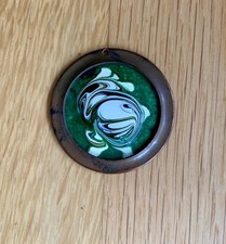 Kettenanhänger Modeschmuck 60iger Jahre Metall braun grün weiß