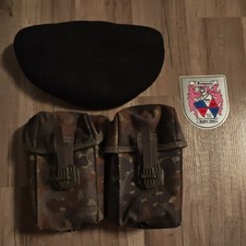 BW Magazintasche Gewehr flecktarn Bundeswehr, mit schwarzem Barrett Aufkleber 