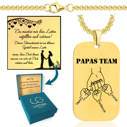 Dog tag herren gold - gold, edelstahl