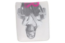 PLAYBOY Geldbörse Damen Leder Weiß Pink Grafik-Print Urban Streetwear