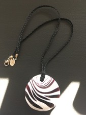 NEU - Millefiori Kette aus Glas, schwarz weiß silber