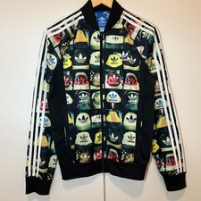 ADIDAS ORIGINALS FIREBIRD TT Jacke Schuhprint Schwarz Bunt Gr. S Retro Vintage