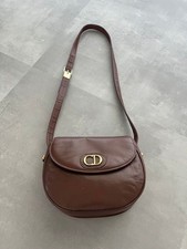 Dior Braun Leder CD Schultertasche Gold Hardware Gebraucht