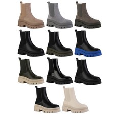 Damen Boots Stiefeletten Blockabsatz Stiefel Profil-Sohle Schuhe 839451 Mode