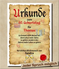 Geburtstagsurkunde 60. Geburtstag Schild Geschenkurkunde Dekoration Geschenk