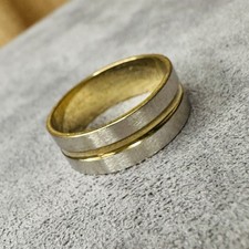 Ring Edelstahl bicolor silber gold Größe 59 Herren Damen Schmuck Geschenk