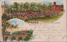 164156 AK Görlitz Litho 1900 Aktien-Brauerei großer Biergarten