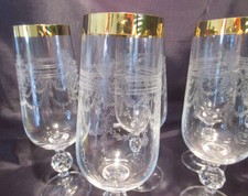 Bohemia Bierglas Tulpen Goldrand und Feinschliff Ätzgravur Set aus 6 Gläsern