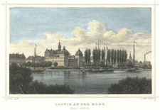 Coswig Elbe Original Stahlstich Oeder 1860