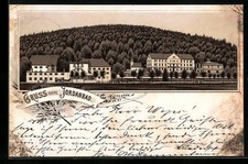 Lithographie Jordanbad, Ortspartie m. Wasserheilanstalt 