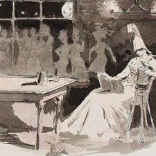 Zeichnung Tusche Feder Athene Fest Feier Karikatur Illustration unbekannt 19. Jh