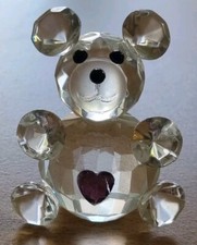 Bär aus Glas mit Amethyst - Herz Teddy Figur ca. 6 cm hoch