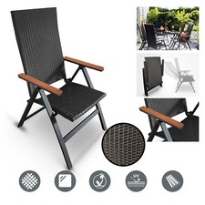 B-Ware Aluminium Polyrattan Klappstuhl Gartenstuhl Hochlehner Stühle Braun Nr.89
