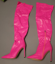 Sexy Overknee Stiefel Reißverschl. Stilettoabs. pinkGr. 44 (083)