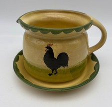 Zeller Keramik Hahn & Henne Krug Milchkanne mit Untersetzer  Handbemalt