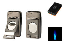 Premium Feuerzeug 2xJet gun mit Cutter, Ring 58