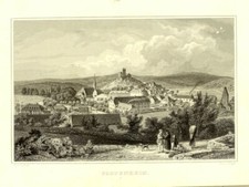   PAPPENHEIM  GESAMTANSICHT Stahlstich von Poppel n. Lebschi  ca. 1843