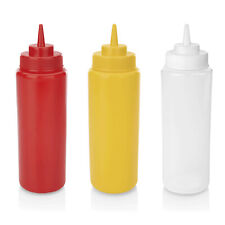 3 Stk Quetschflasche PE Dosierer 950 ml rot gelb transparent Ketchup Senf Sauce