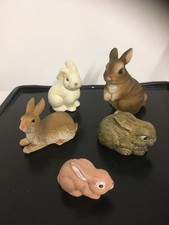 5er Set Hasen-Figuren, Osterhasen braun, Ostern, Osterdekoration