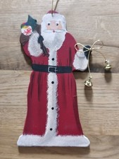 Land-Art Weihnachtsmann zum Aufhängen aus Holz Weihnachtsdeko ca 19x9,5 cm groß