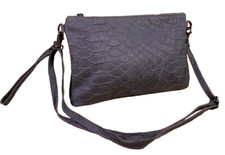 Tasche leder grau krokolook - tasche,