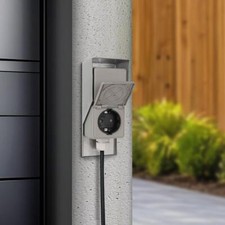 Aufputz Steckdose für außen 2-fach IP44 Gartensteckdose - Farbe: Edelstahl