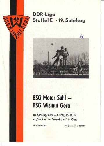 Ddr liga bsg wismut gera - 82/83,