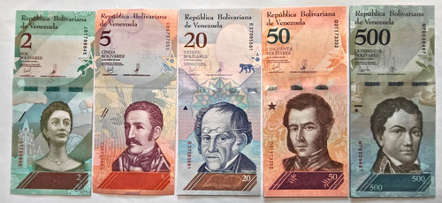 Banknoten venezuela 5er set - banknoten, venezuela,