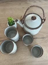Teeservice - Kanne mit Deckel und 6 Bechern - grau