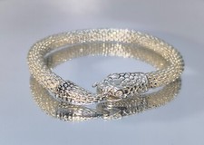 Einzigartig Damen Armband "Schlange" gehäkelt Handgemacht Silber