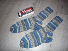 Socken Herren blau grau  Handarbeit Neu Gr. 42/43 NEU 6-fach Wolle