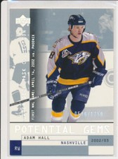 2002-03 UD Mask Collection #149 ADAM HALL - RC Rookie Card - Nashville Predators