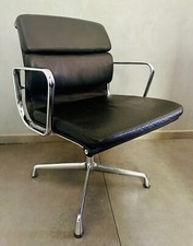 Vitra Charles Eames EA 207 Alu-Chair Aluminium Chair SoftPad Leder schwarz Chrom